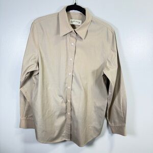 Orvis Womens Khaki Tan Wrinkle Free Cotton Button Down Shirt Size 10
